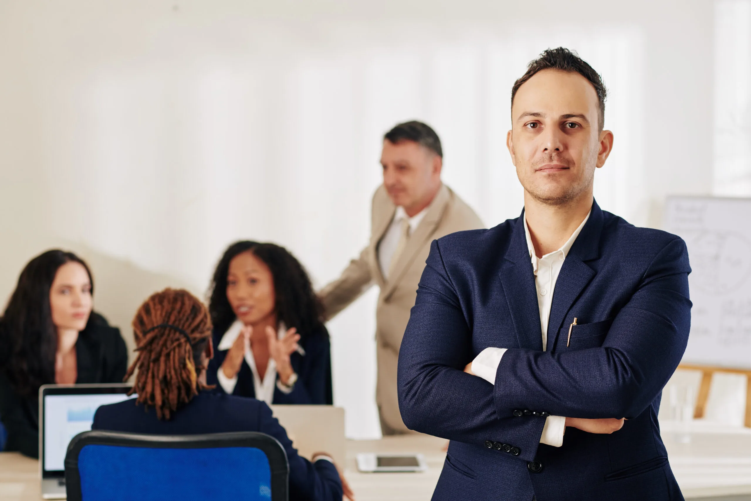 Chief Growth Officer leading a business strategy meeting.